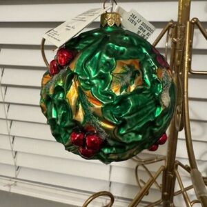 Christopher Radko 4 in Holly Frost Ball Ornament NWT